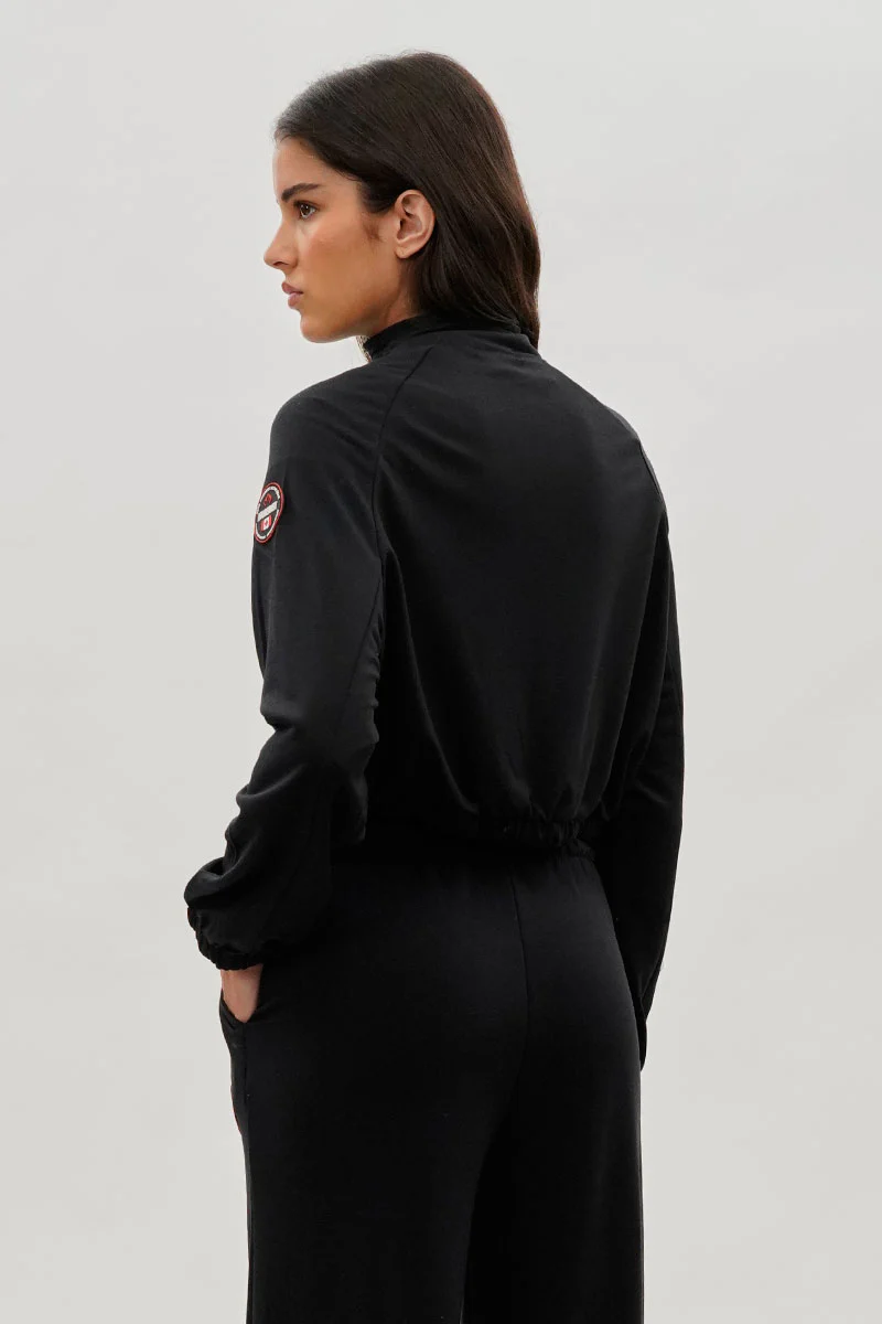 Fahrenheit Cropped Drawstring Lightweight Jacket - Black - Image 3