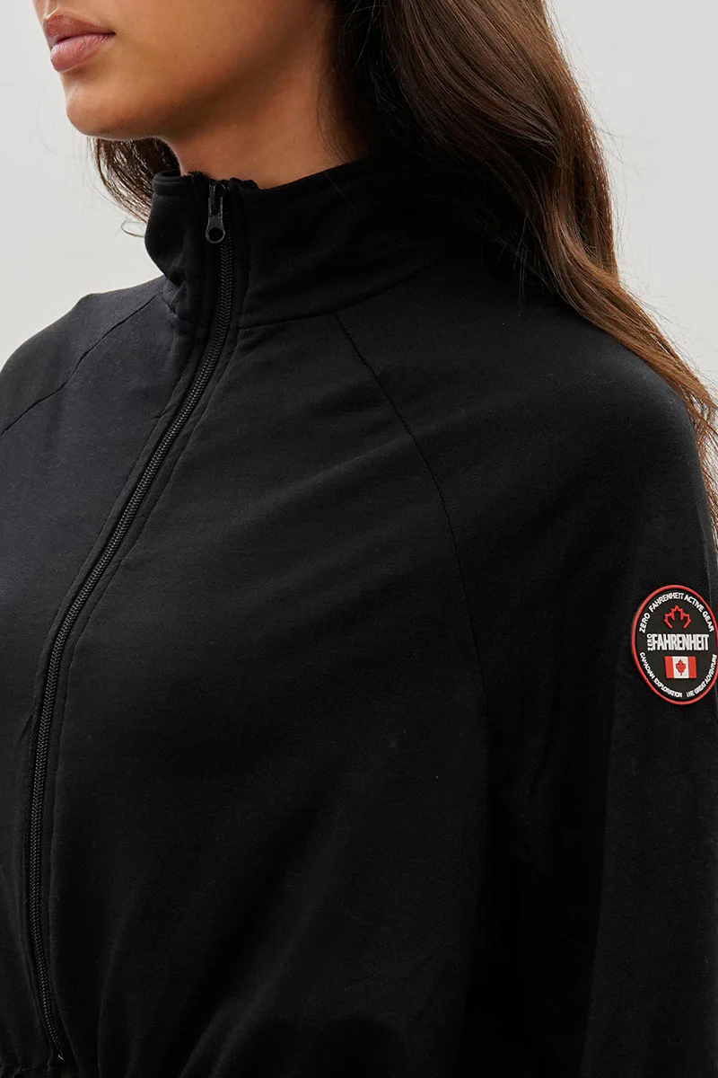 Fahrenheit Cropped Drawstring Lightweight Jacket - Black - Image 4