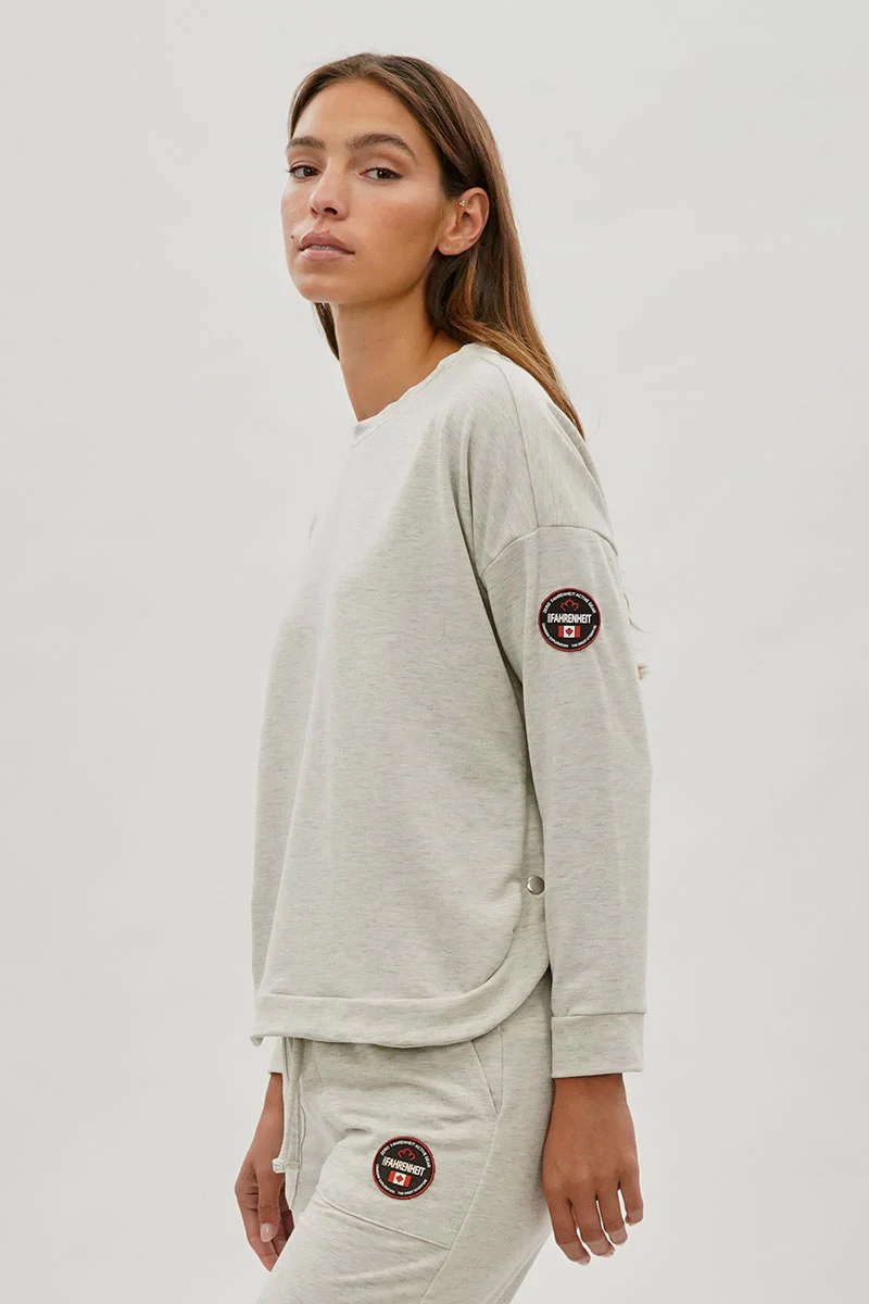 Fahrenheit Drop Shoulder Side Button Detail Pullover Sweater - Cream - Image 2