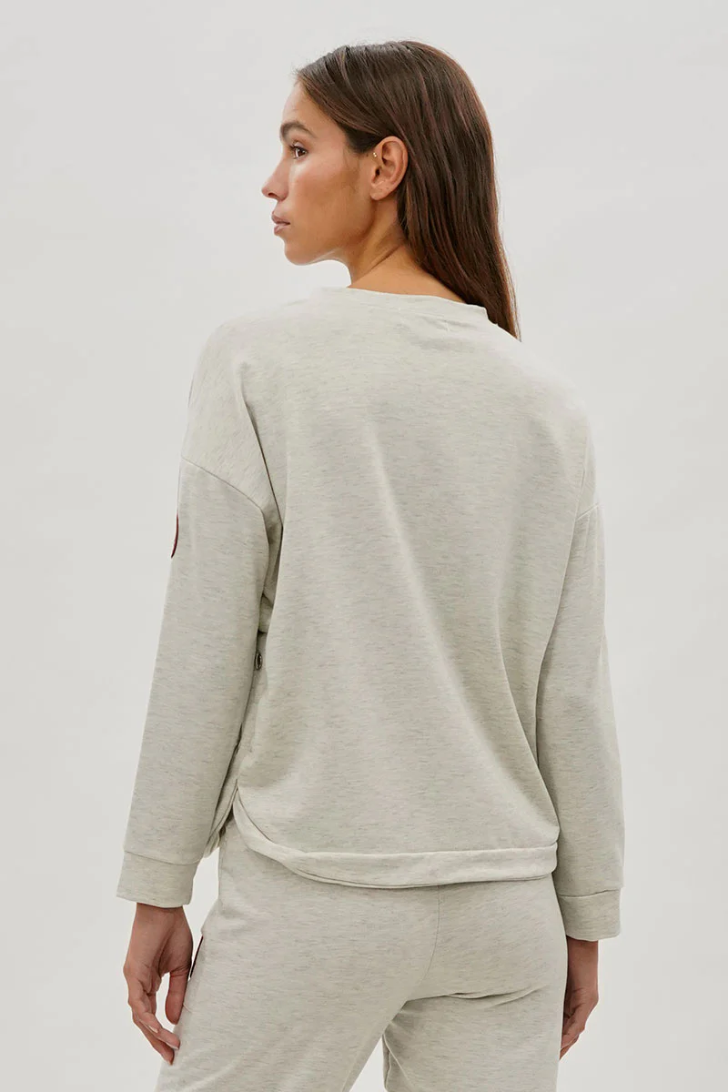 Fahrenheit Drop Shoulder Side Button Detail Pullover Sweater - Cream - Image 3