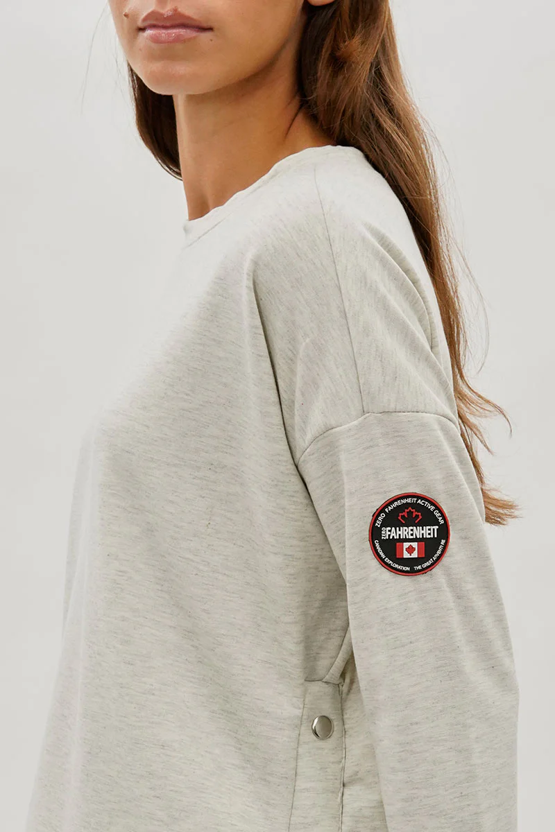 Fahrenheit Drop Shoulder Side Button Detail Pullover Sweater - Cream - Image 4