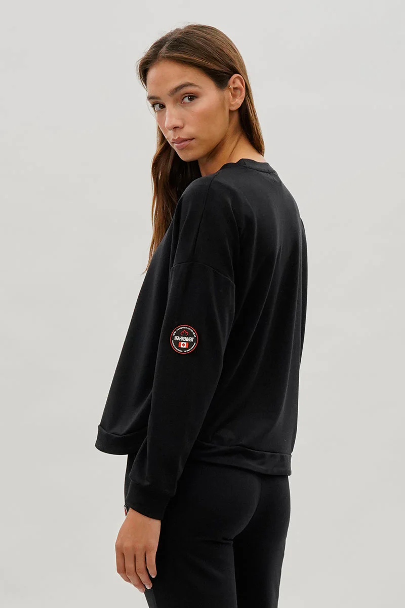 Fahrenheit Drop Shoulder Side Button Detail Pullover Sweater - Black - Image 3