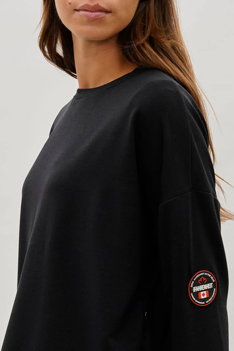 Fahrenheit Drop Shoulder Side Button Detail Pullover Sweater - Black - Image 4