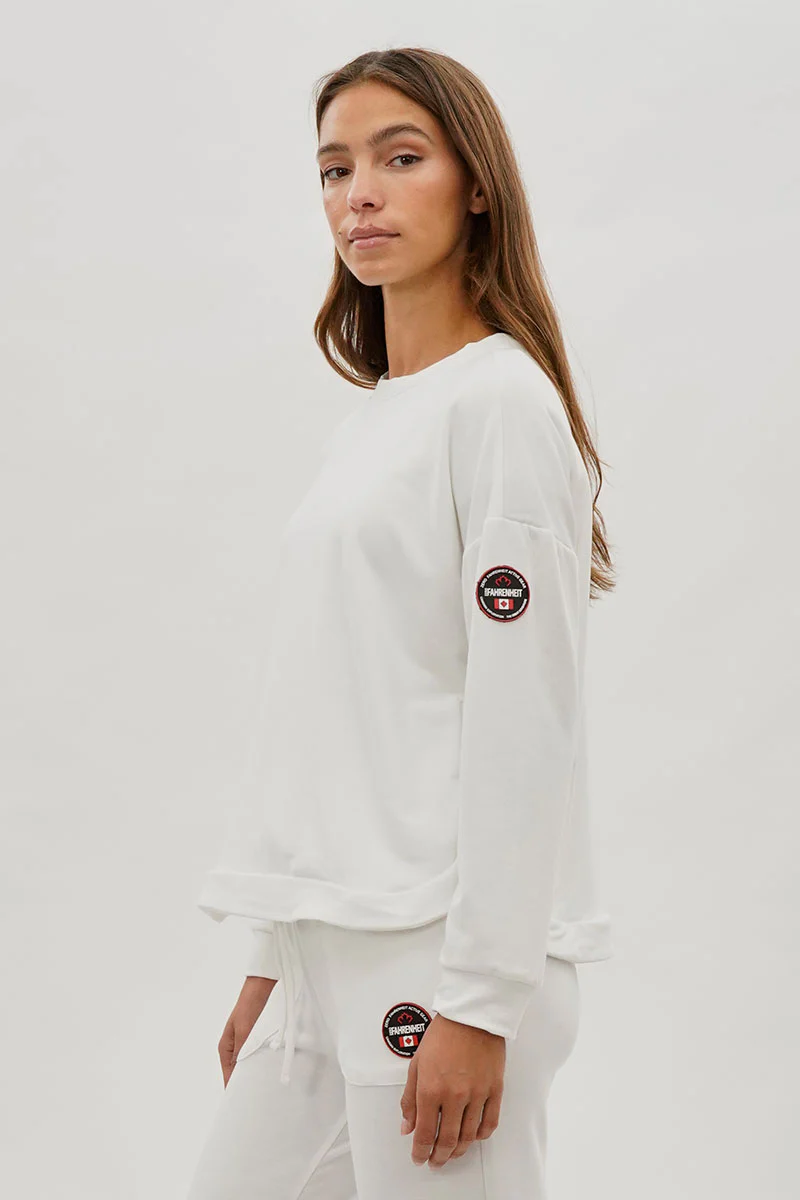 Fahrenheit Drop Shoulder Side Button Detail Pullover Sweater - White - Image 2