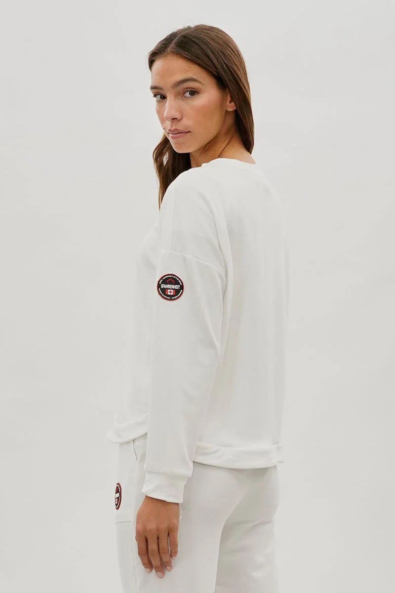 Fahrenheit Drop Shoulder Side Button Detail Pullover Sweater - White - Image 3