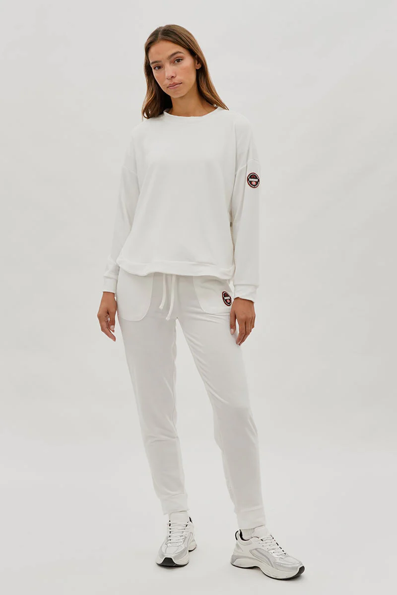 Fahrenheit Drop Shoulder Side Button Detail Pullover Sweater - White - Image 5