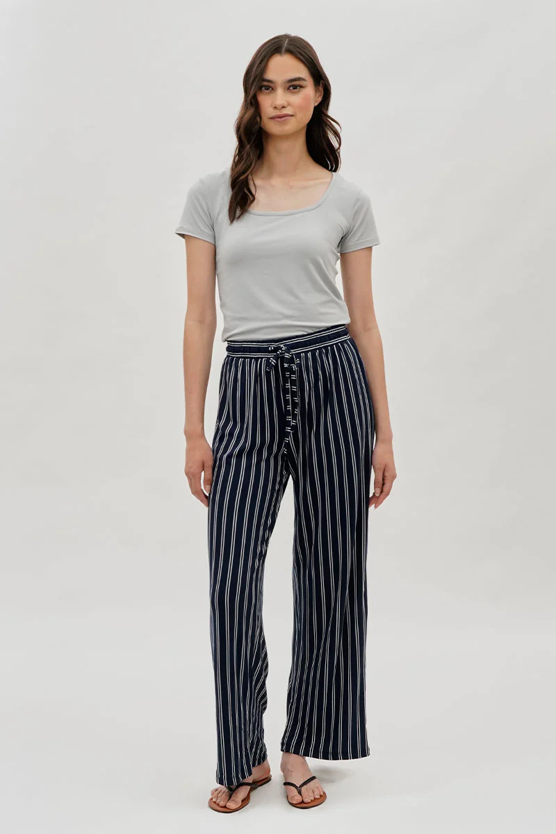 International INC Company Striped Wide Leg Pants - Navy - Image 5