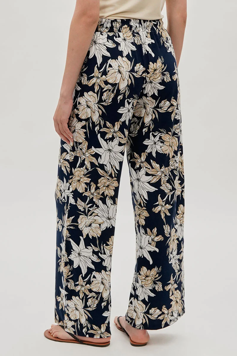International INC Company Floral Wide Leg Pants - Navy - Image 3