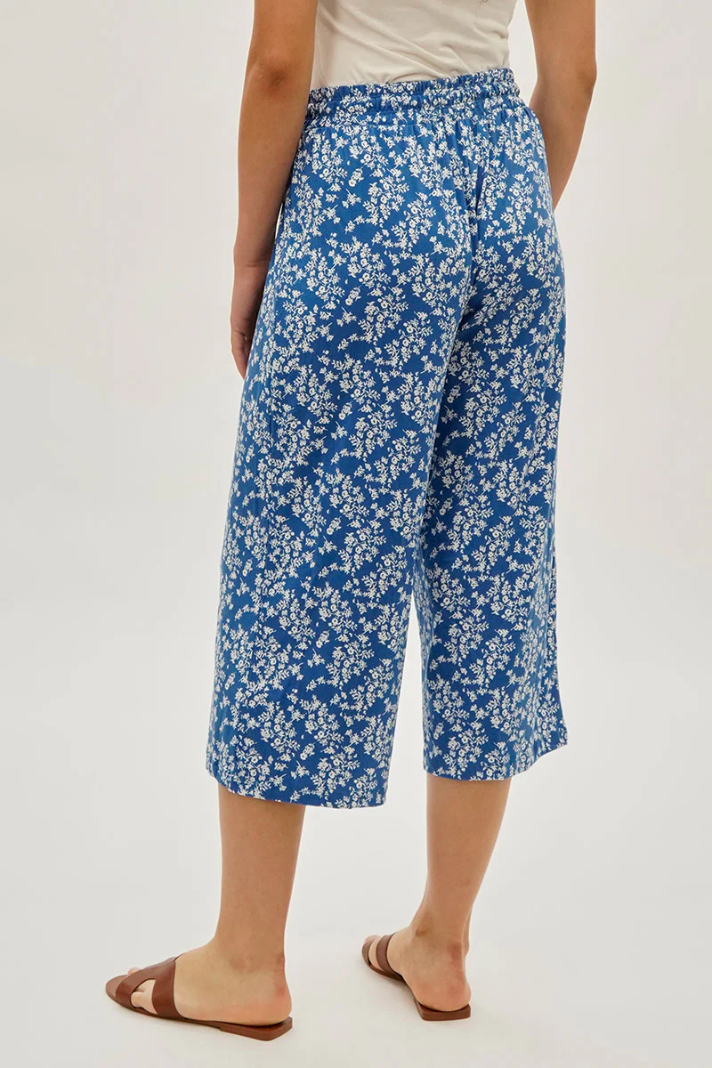 International INC Company Floral Wide Leg Capris Pants - Blue - Image 3