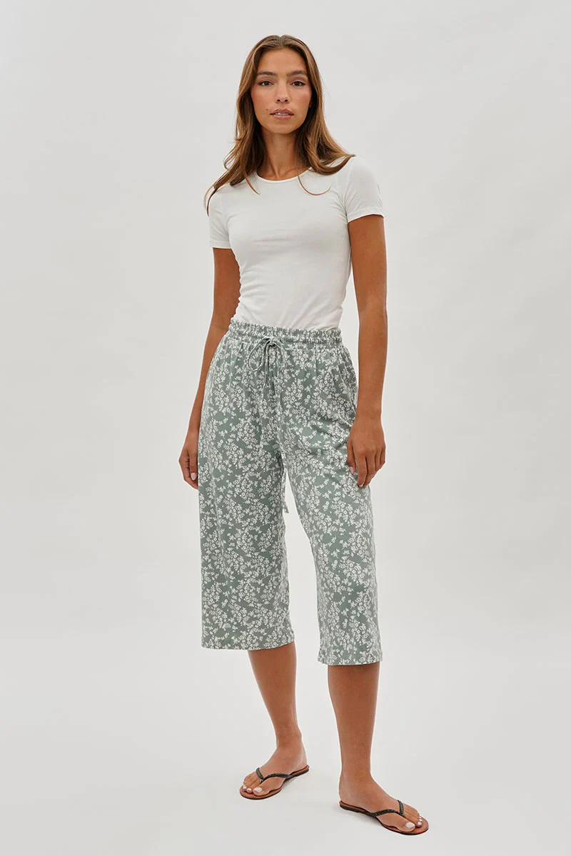 International INC Company Floral Tie Waist Capris - Mint - Image 5