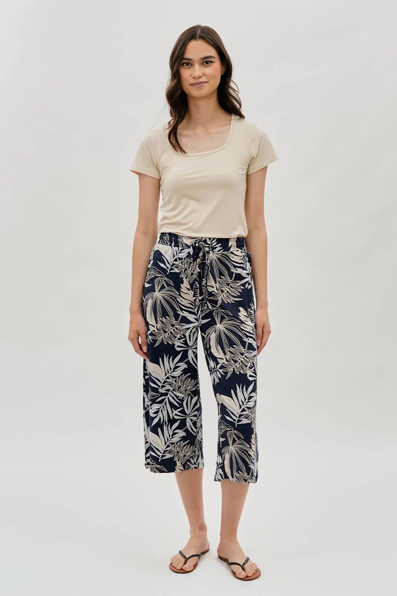 International INC Company Floral Cropped Pants - Navy - Image 5
