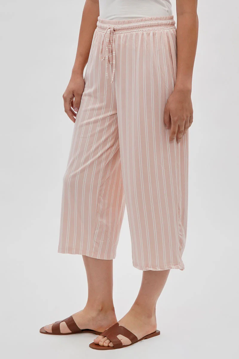International INC Company Striped Wide Leg Capris Pants - Blush - Image 2
