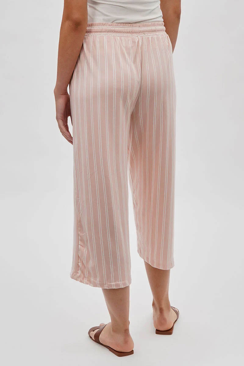 International INC Company Striped Wide Leg Capris Pants - Blush - Image 3