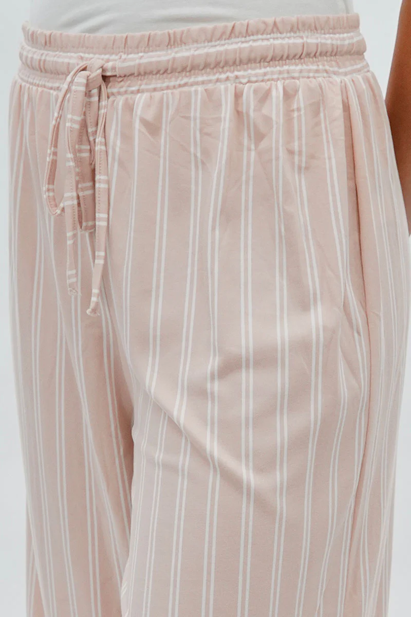 International INC Company Striped Wide Leg Capris Pants - Blush - Image 4