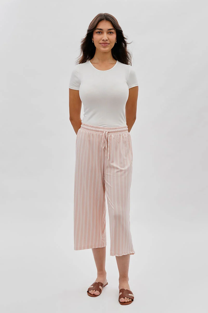 International INC Company Striped Wide Leg Capris Pants - Blush - Image 5