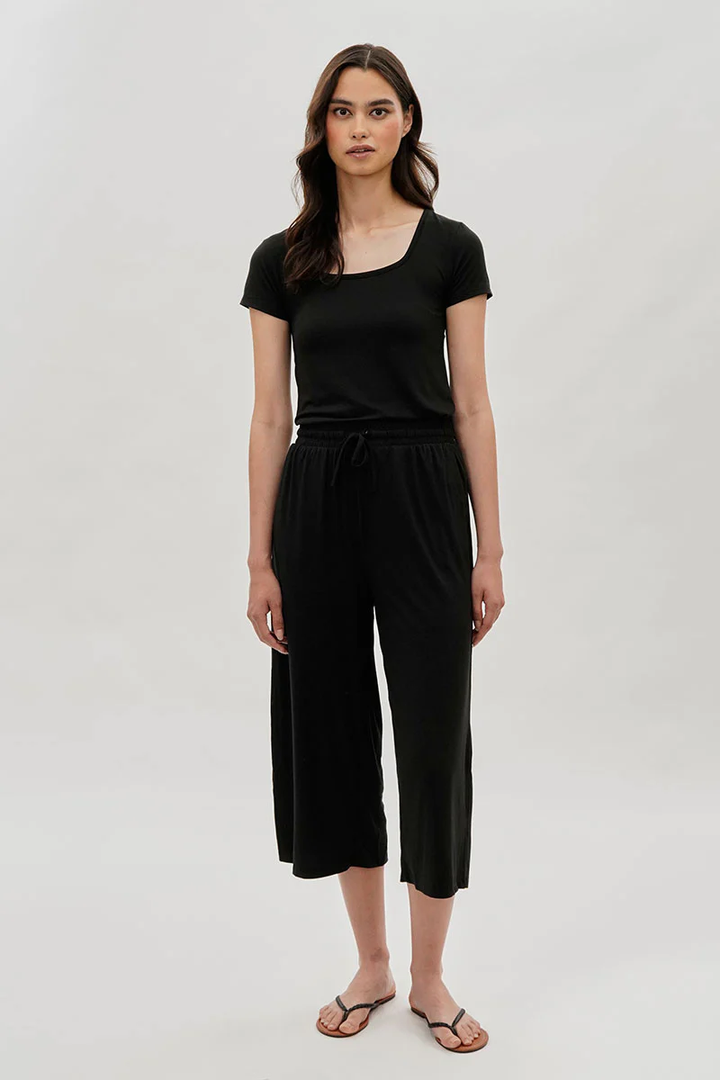 International INC Company Tie Waist Cropped Pants - Black - Image 5