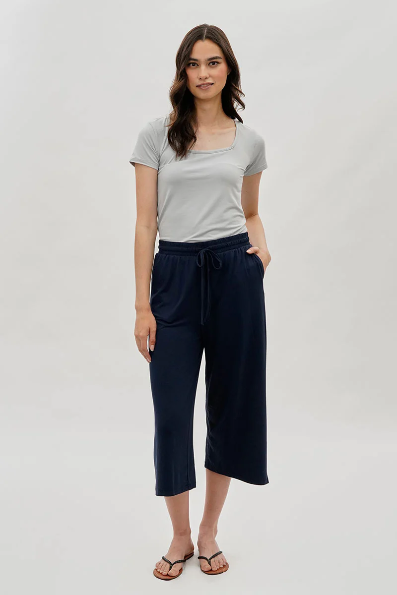 International INC Company Tie Waist Cropped Pants - Navy - Image 5