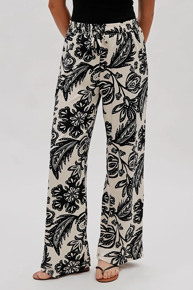 International INC Company Floral Wide Leg Pants - Cream