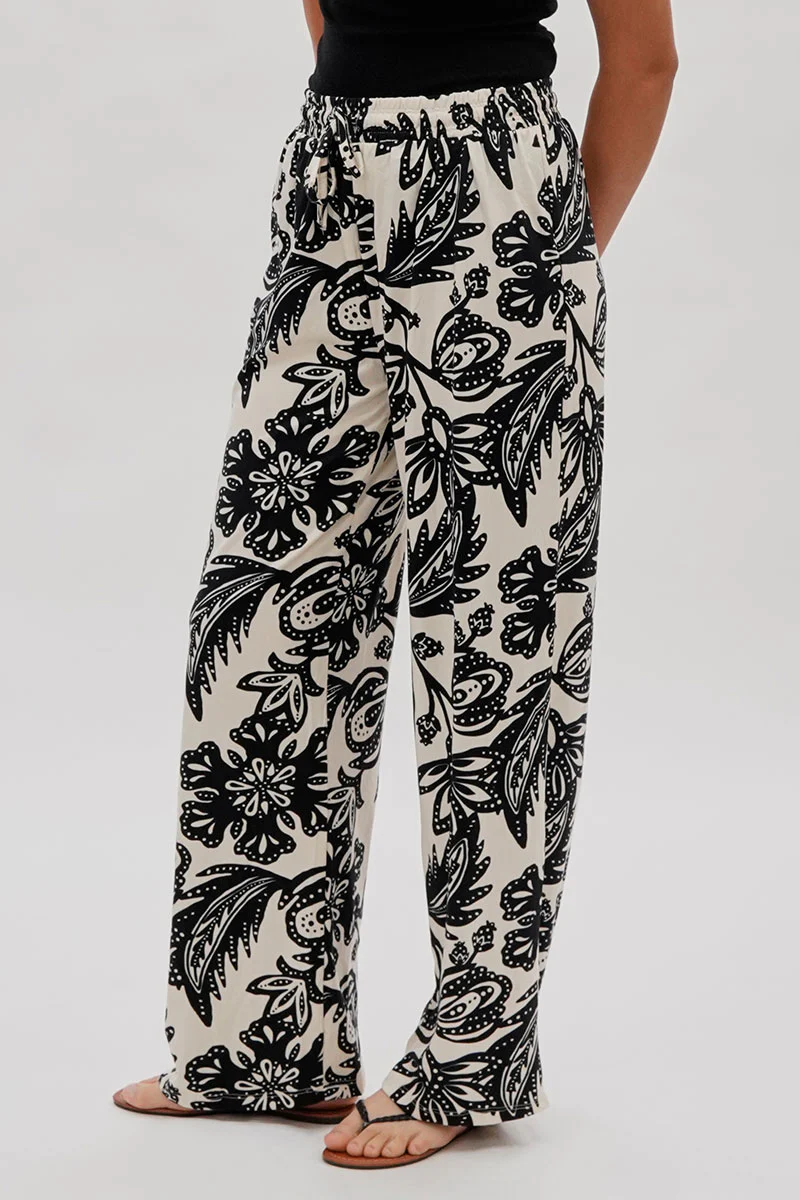 International INC Company Floral Wide Leg Pants - Cream - Image 2