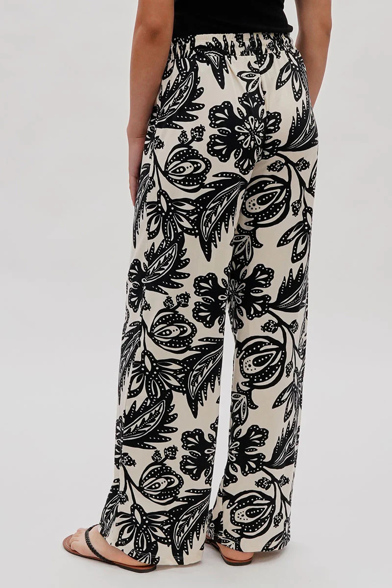 International INC Company Floral Wide Leg Pants - Cream - Image 3