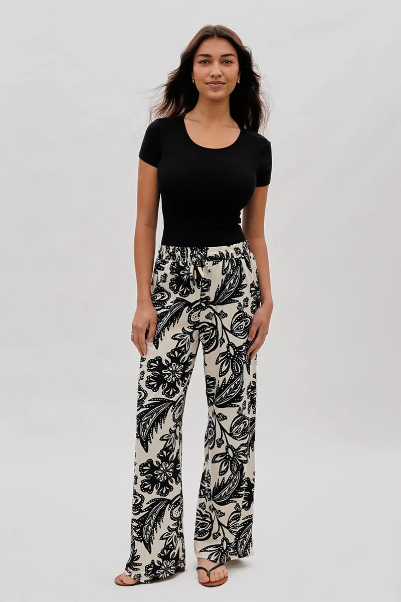 International INC Company Floral Wide Leg Pants - Cream - Image 5