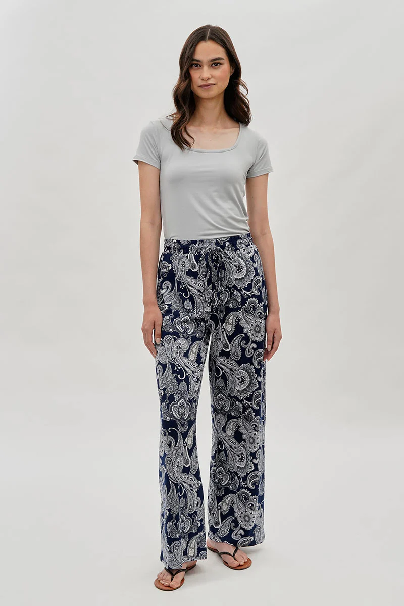 International INC Company Paisley Print Wide Leg Pants - Navy - Image 5