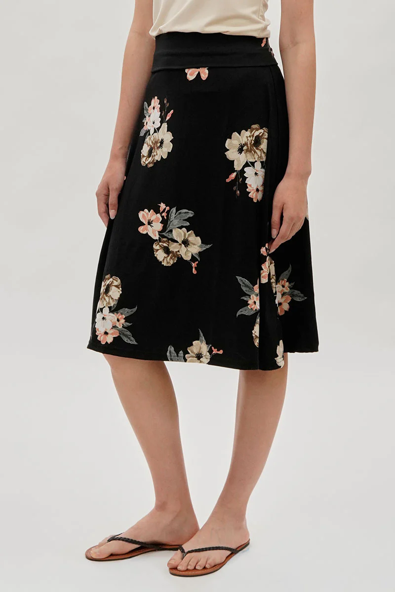International INC Company Floral Fold Over Midi Skirt - Black - Image 2