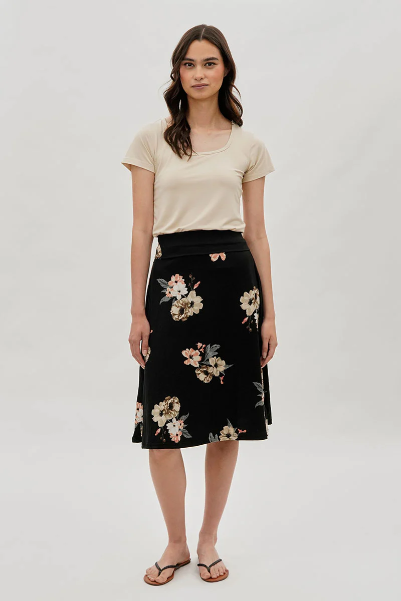 International INC Company Floral Fold Over Midi Skirt - Black - Image 5
