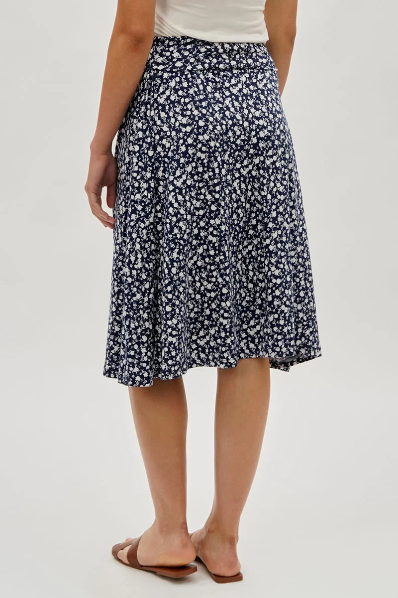 International INC Company Floral Fold Over Skirt - Navy - Image 3