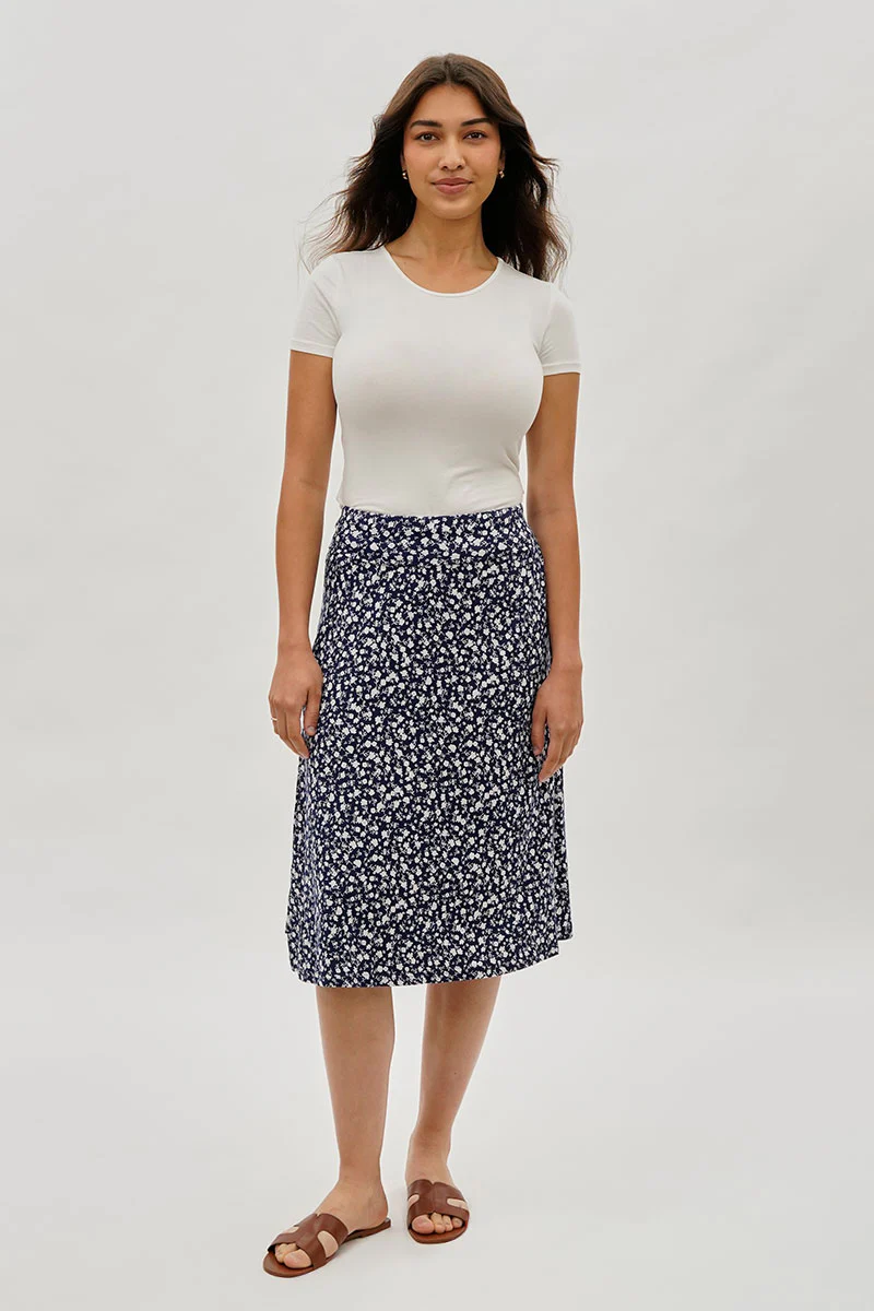 International INC Company Floral Fold Over Skirt - Navy - Image 5