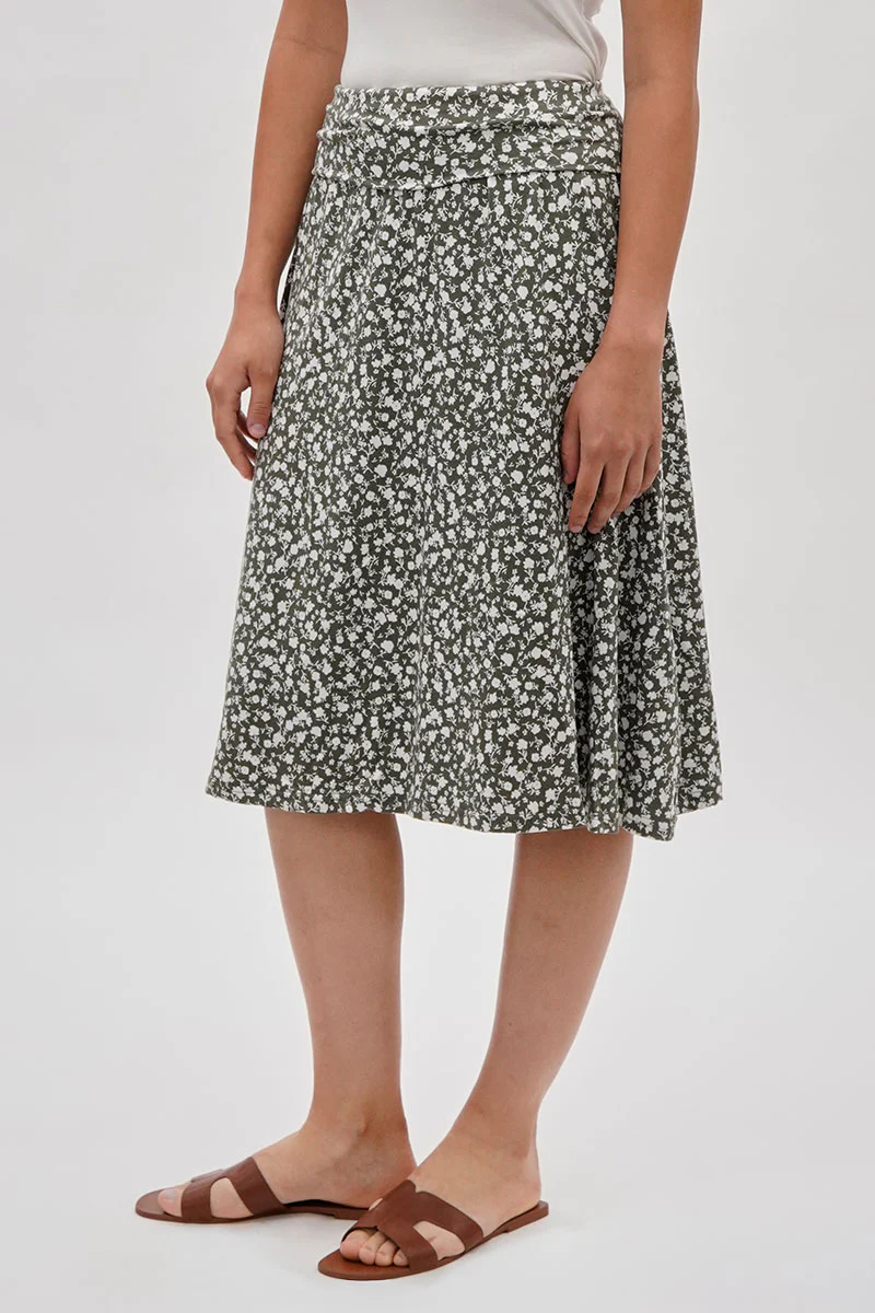 International INC Company Floral Fold Over Skirt - Olive - Image 2