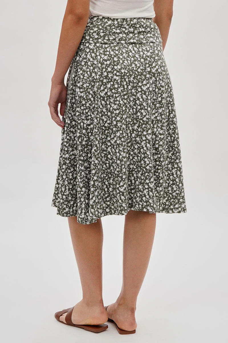 International INC Company Floral Fold Over Skirt - Olive - Image 3