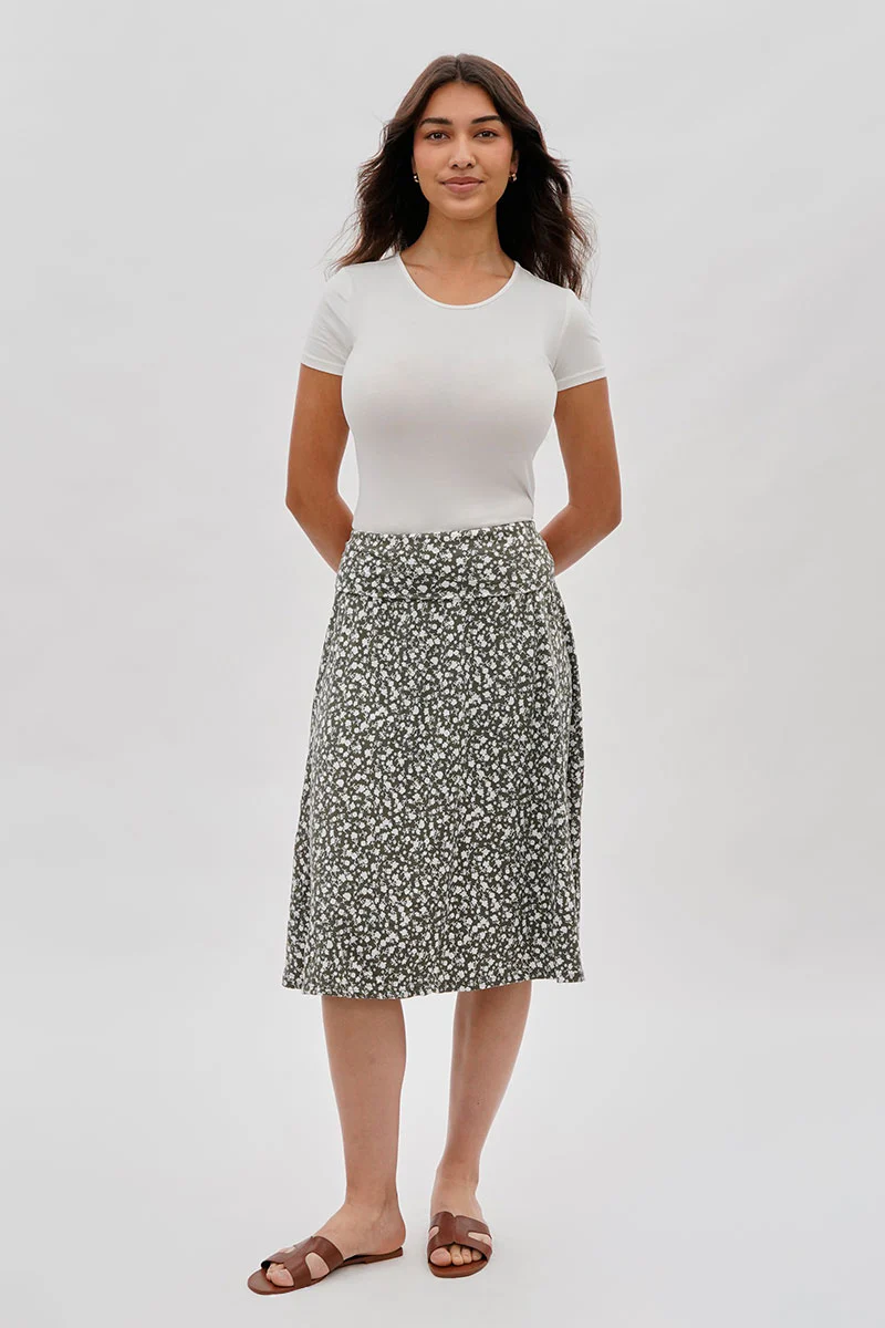 International INC Company Floral Fold Over Skirt - Olive - Image 5