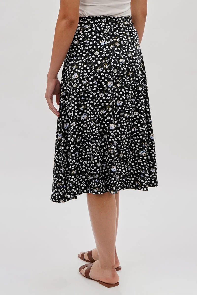 International INC Company Floral A-Line Skirt - Black - Image 3