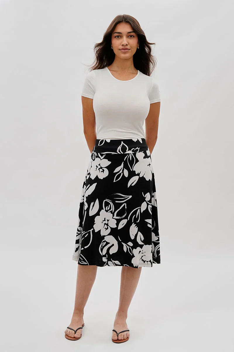International INC Company Floral Fold Over Skirt - Black - Image 5