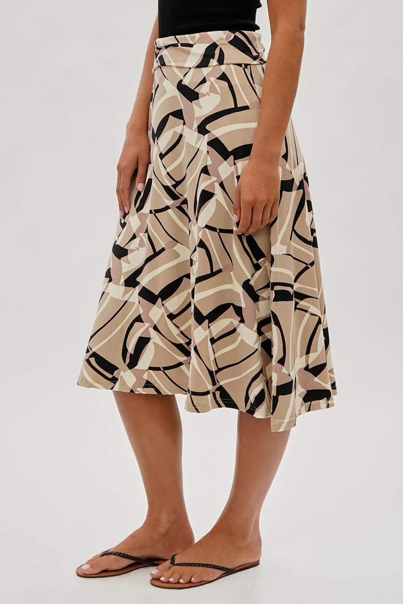 International INC Company Patterned Fold Over Midi Skirt - Beige - Image 2