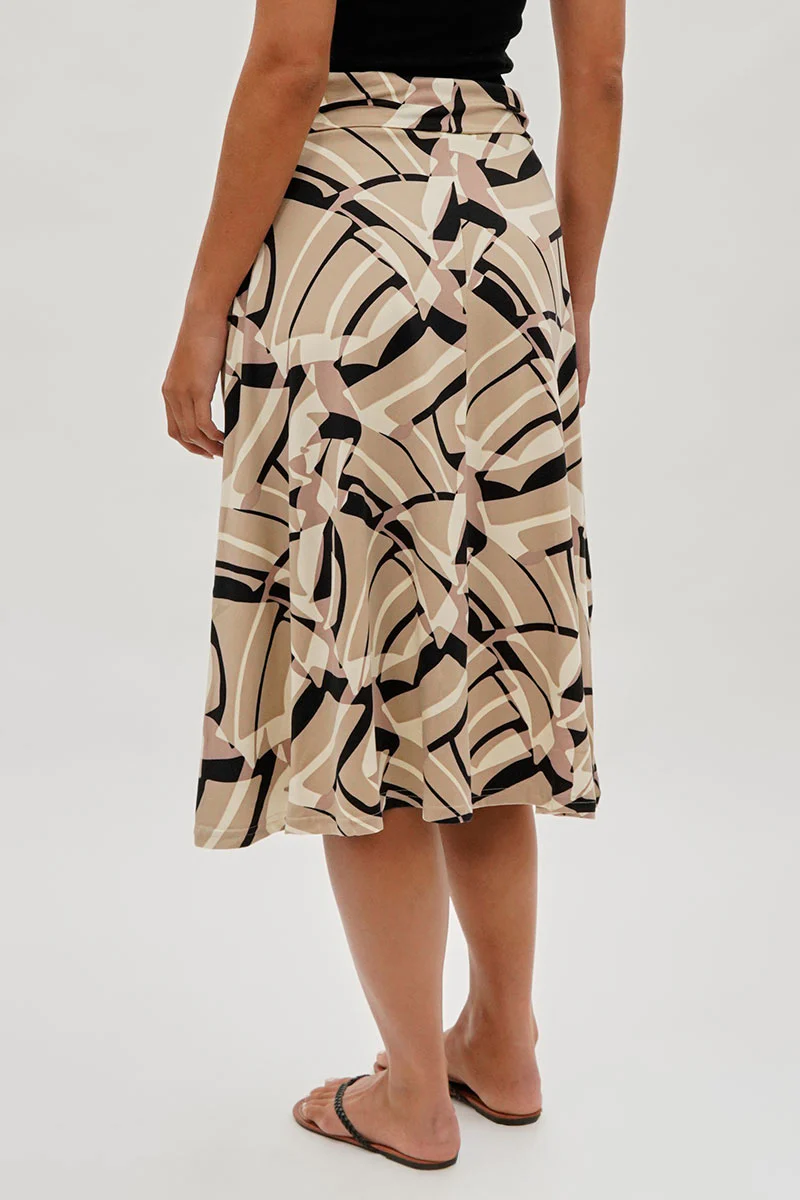 International INC Company Patterned Fold Over Midi Skirt - Beige - Image 3