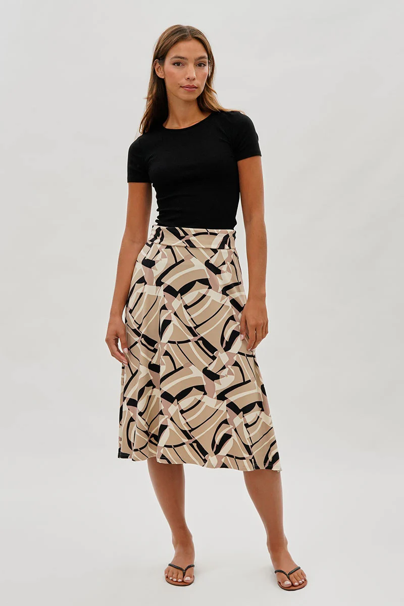 International INC Company Patterned Fold Over Midi Skirt - Beige - Image 5