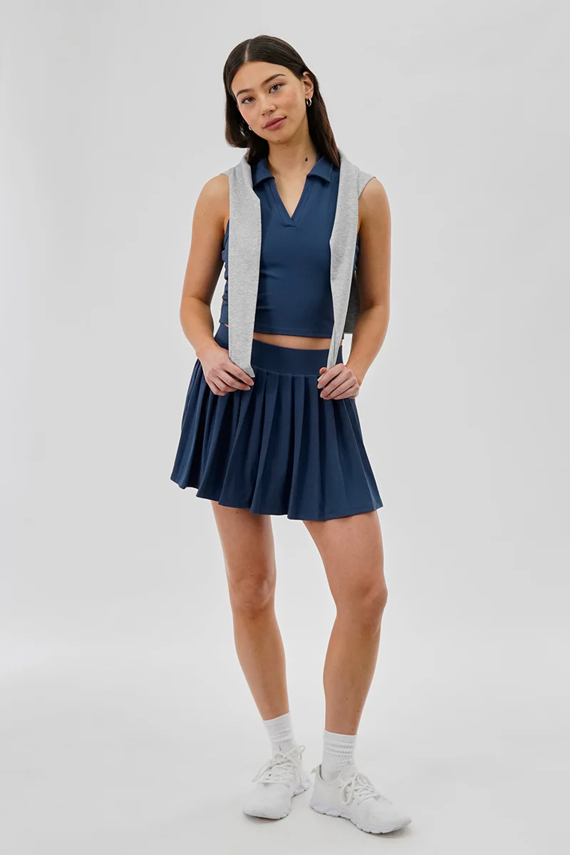 Body Instinct Pleated Tennis Skirt - Navy - Image 5