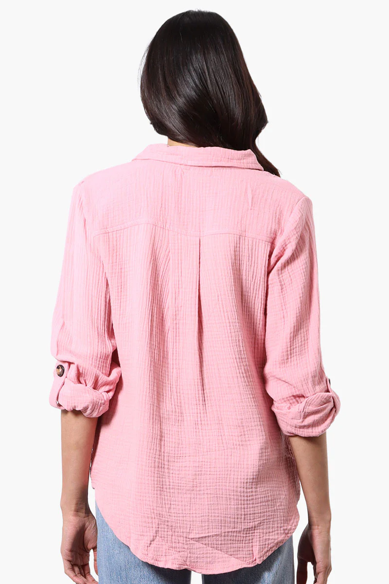 International INC Company Roll Up Sleeve Button Down Shirt - Pink - Image 3