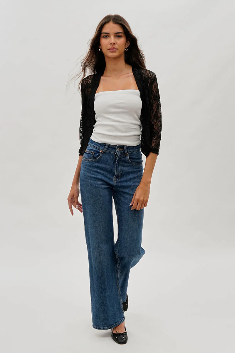 Impress Floral Lace Shrug Cardigan - Black - Image 5