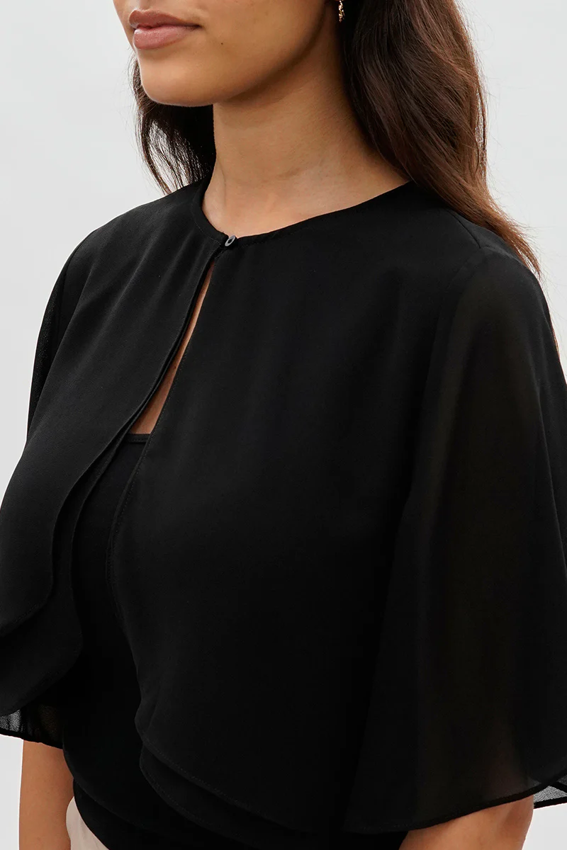 Beechers Brook Double Layered Chiffon Light Cardigan - Black - Image 4