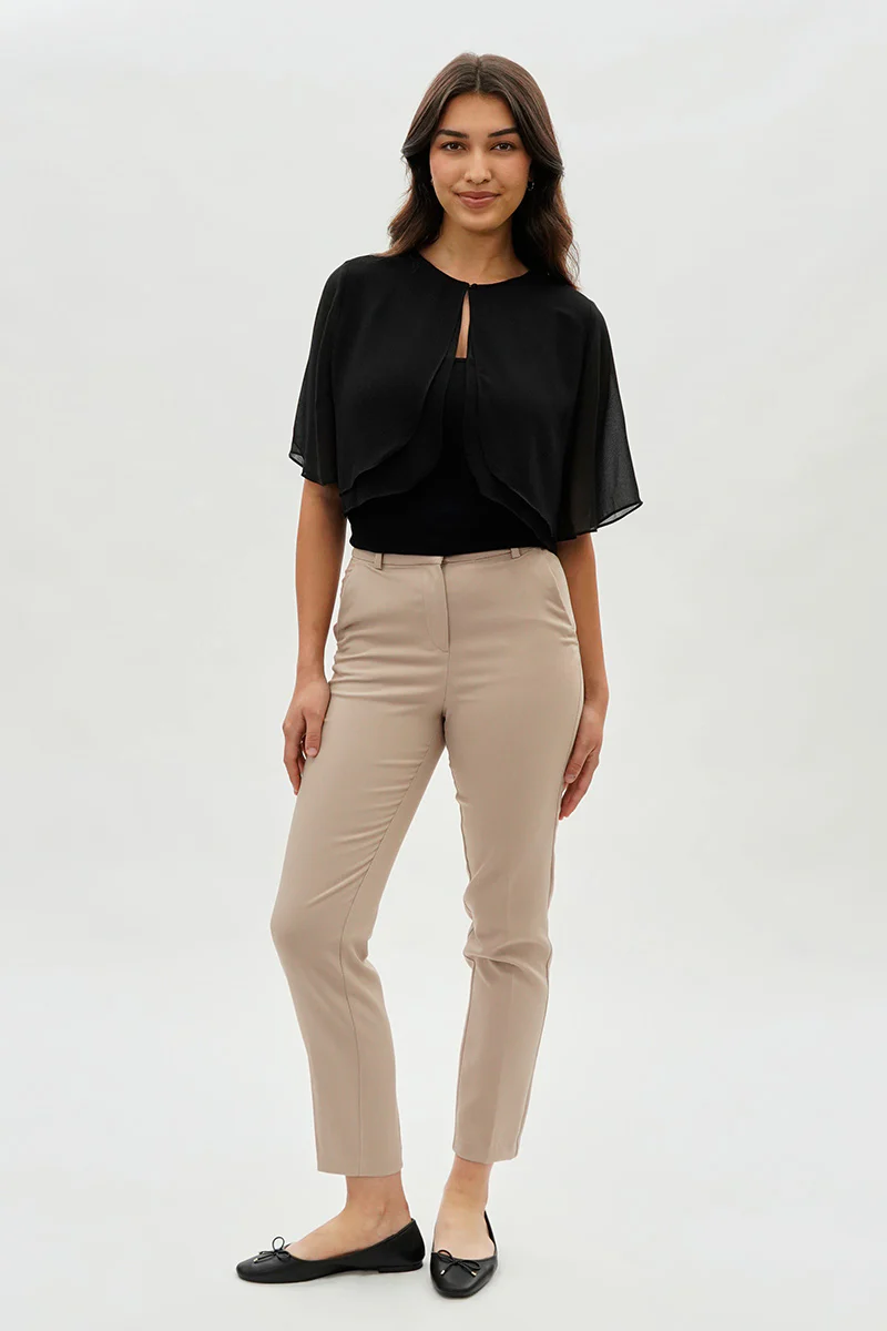 Beechers Brook Double Layered Chiffon Light Cardigan - Black - Image 5