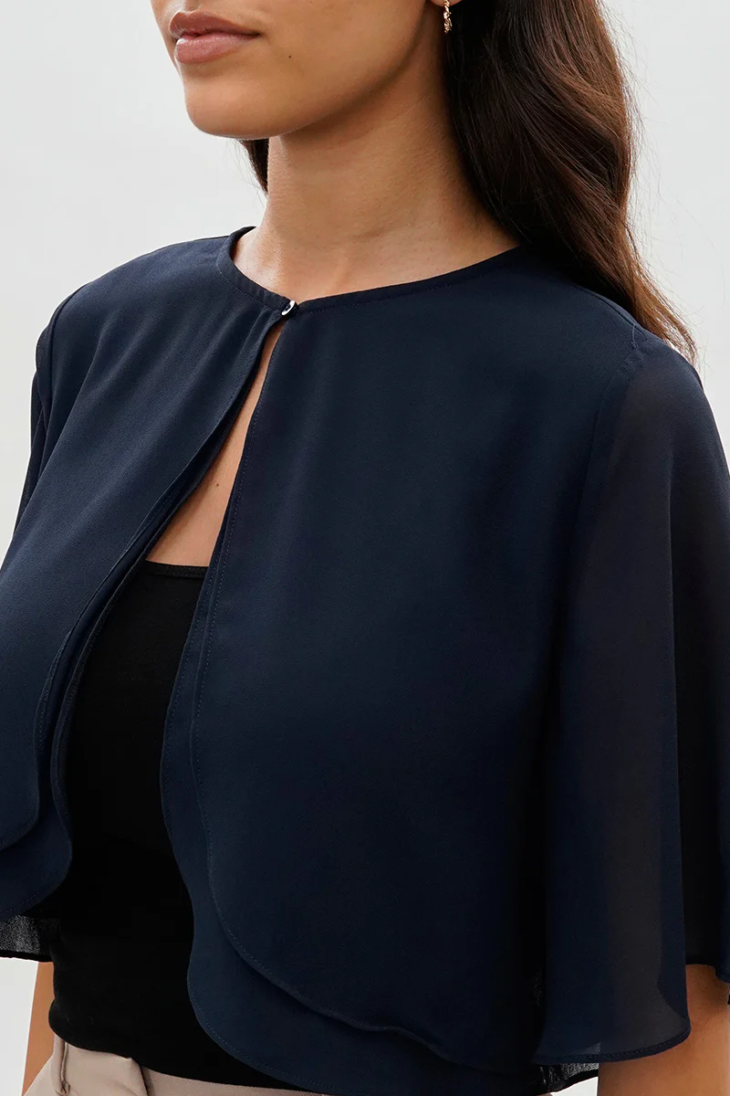 Beechers Brook Double Layered Chiffon Light Cardigan - Navy - Image 4