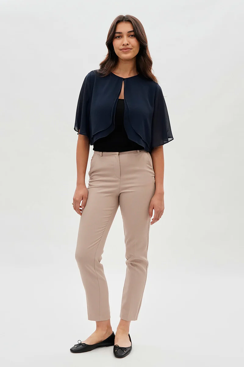 Beechers Brook Double Layered Chiffon Light Cardigan - Navy - Image 5