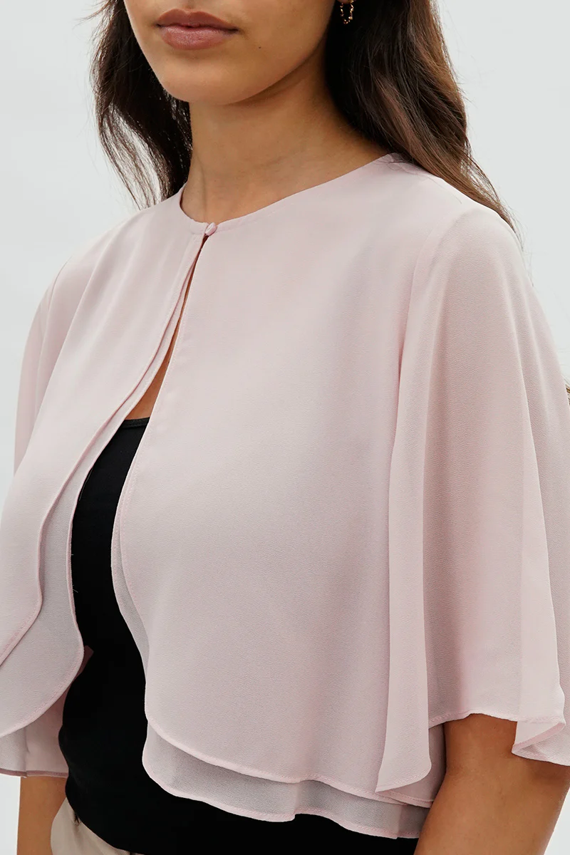 Beechers Brook Double Layered Chiffon Light Cardigan - Blush - Image 4