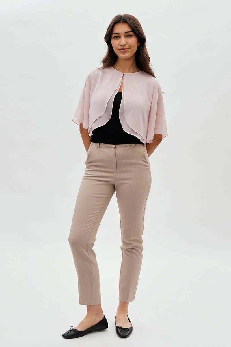 Beechers Brook Double Layered Chiffon Light Cardigan - Blush - Image 5