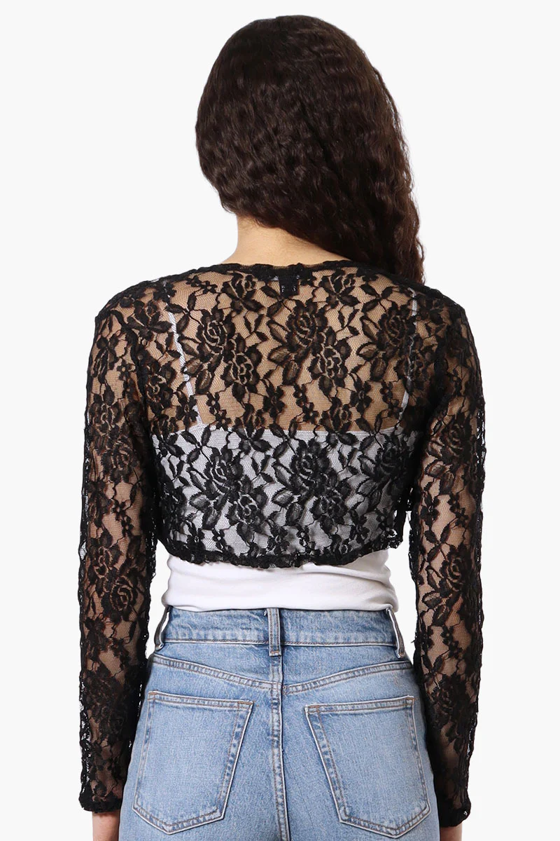 Impress Floral Lace Shrug Cardigan - Black - Image 3