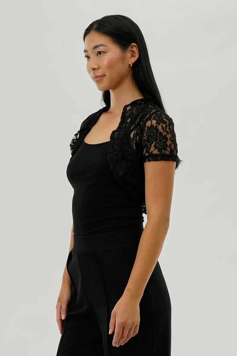 Impress Floral Lace Cardigan - Black - Image 2
