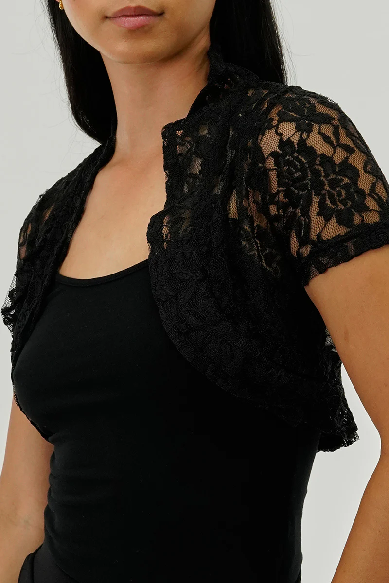 Impress Floral Lace Cardigan - Black - Image 4